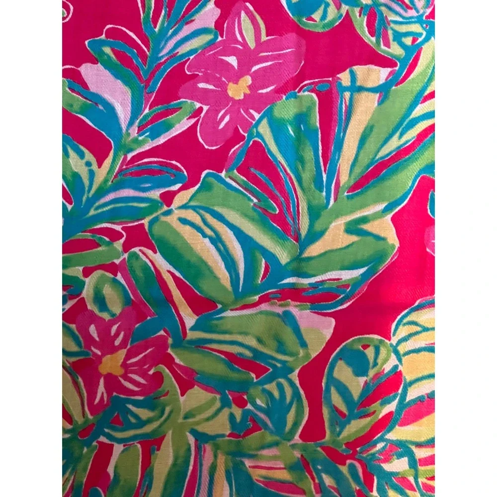 Lilly Pulitzer Pink Pomegranate Jungle Tumble Scarf 48x74